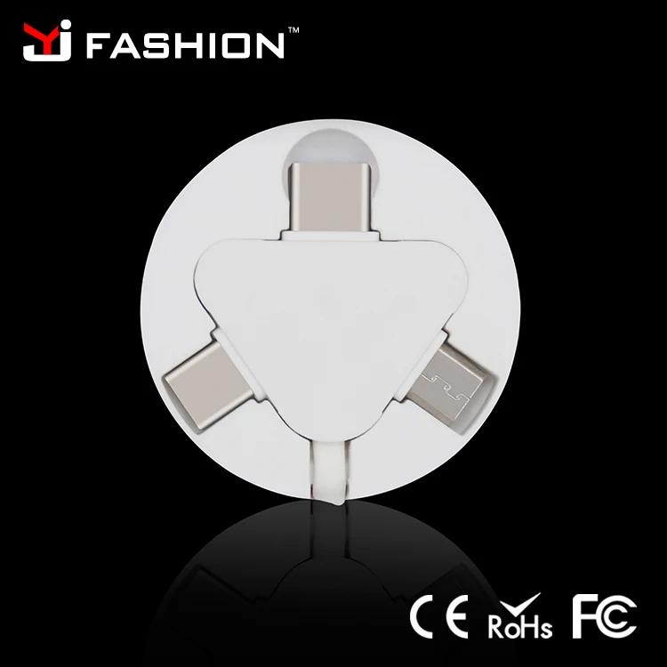 Новое поступление! IOS Type C Android 3in1 Micro Retractable USB Charging Cable для iPhone и Samsung