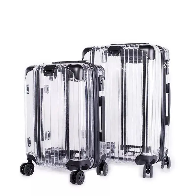 Прозрачный чемодан модный на заказ из АБС-ПВХ набор чемоданов колесиках Международный устойчивый к царапинам ручной 24