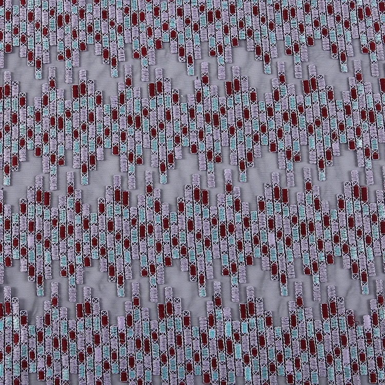 Customized design multi color mesh dress color embroidery net fabric embroidery
