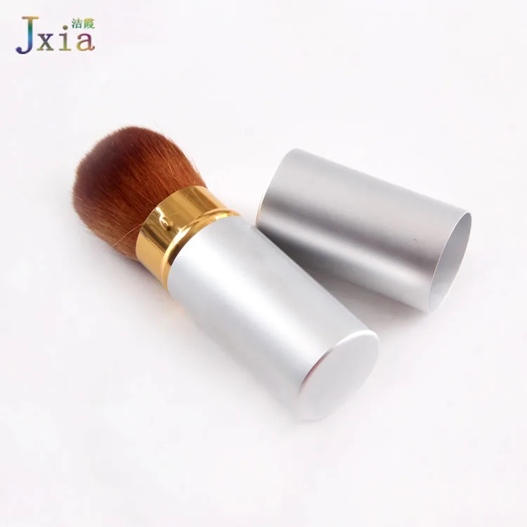 2018 Jiexia High Quality Silver Metal Cosmetic Retractable Kabuki Brush for  Foundation Powder Makeup