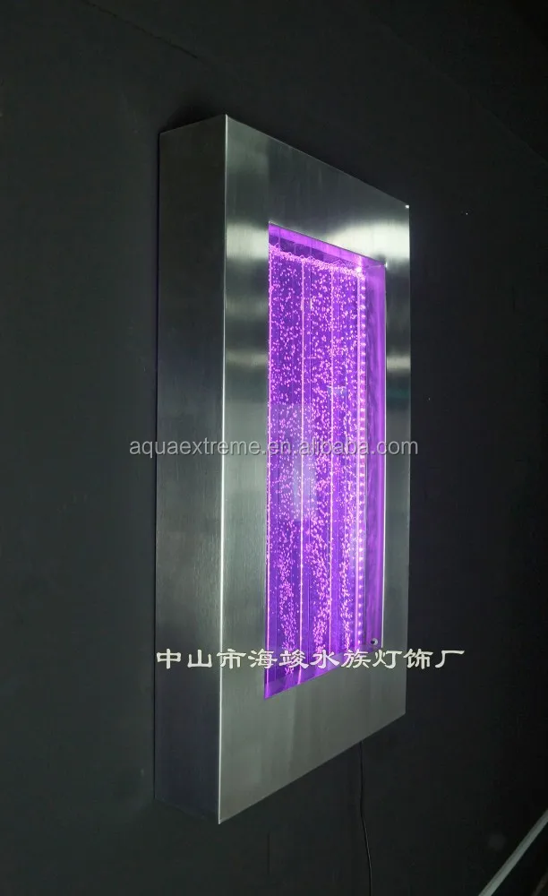 Wall mounted LED water bubble wall, stainless steel frame bubble panel