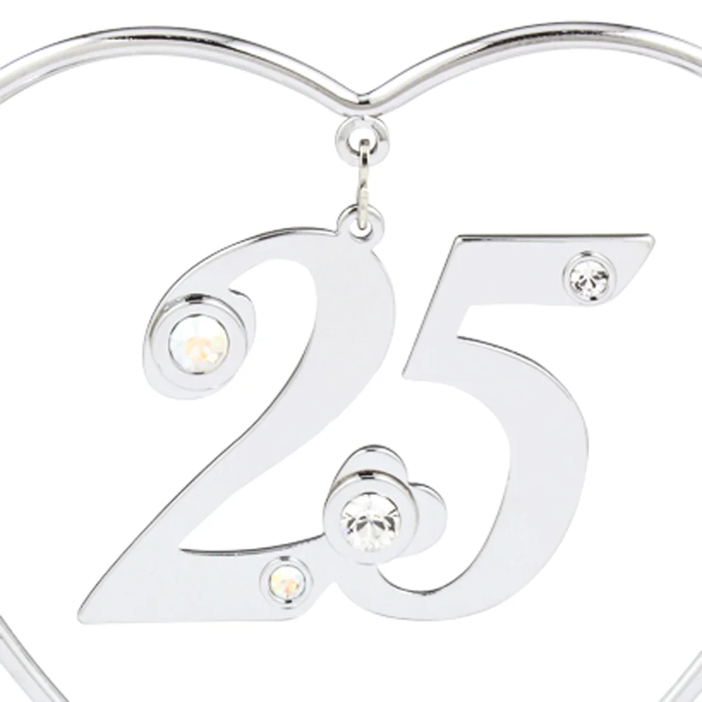 Crystocraft Metal Love Heart 25 Number Decorated with Brilliant Cut Crystals Personalized Happy Wedding 25th Anniversary Gifts