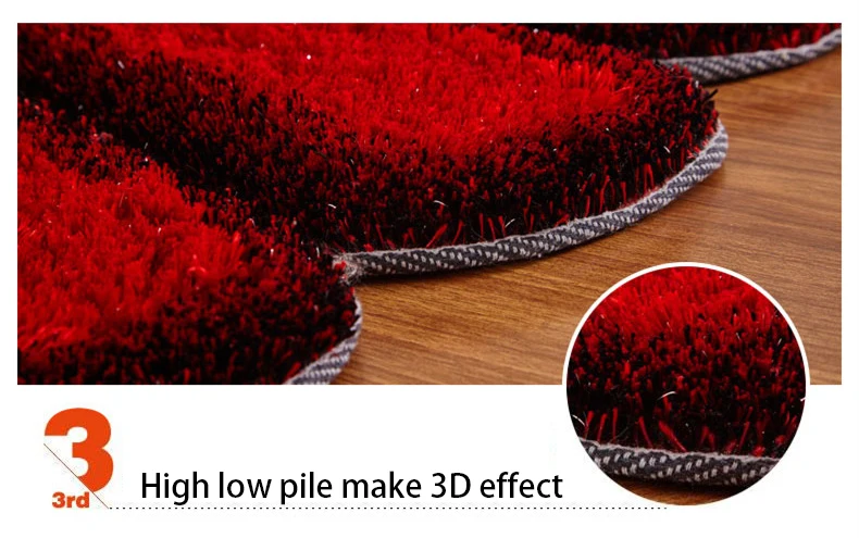 Polyester rose color round sunflower shaggy carpet