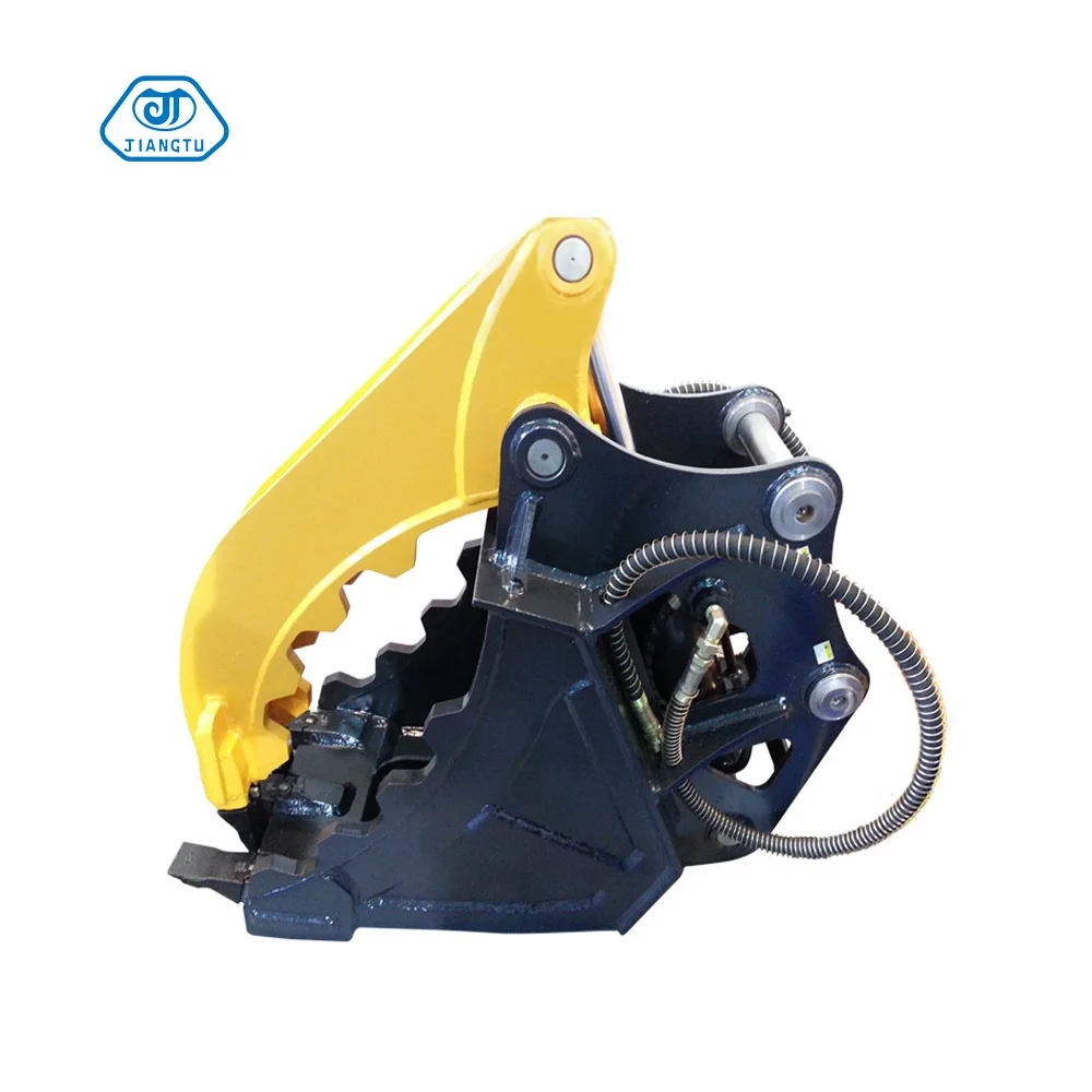 yantai jiangtu 2200mm width excavator hydraulic rock  thumb bucket greifer 20ton