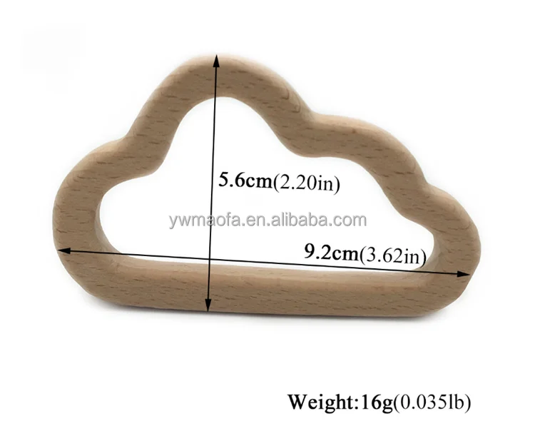 Wholesale Eco-friendly Beech Wooden Cloud Shaped Teething Components for baby Chewing Teether Toys