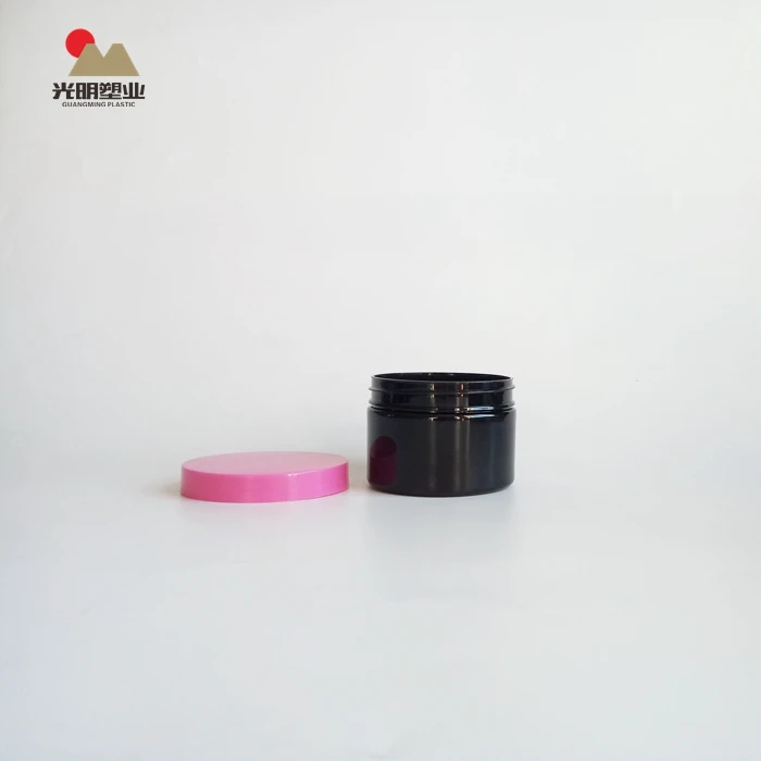 100ml black PET Plastic jars with protein powder coffee cans with pink screw lid