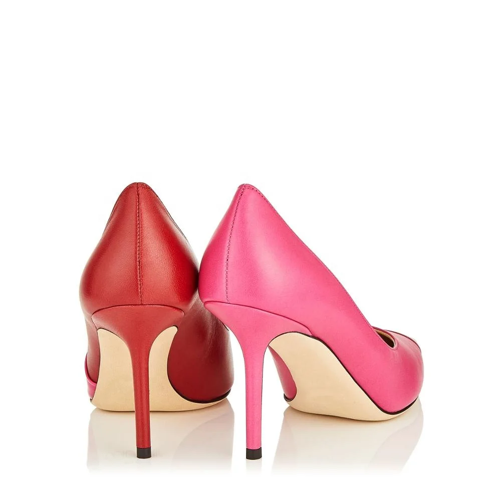 Manrino-0519 Leather Sole 10 CM High Heel Handmade Women Shoes Black and White Asymmetric Patent Nappa Leather Pointy Toe Pump