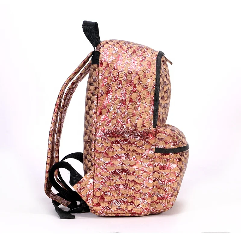 Factory custom patterns print cork small backpack 100% Eco-friendly waterproof cork daypack Lightweight cork school bag