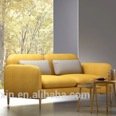 Yellow fabric sofa set modern style