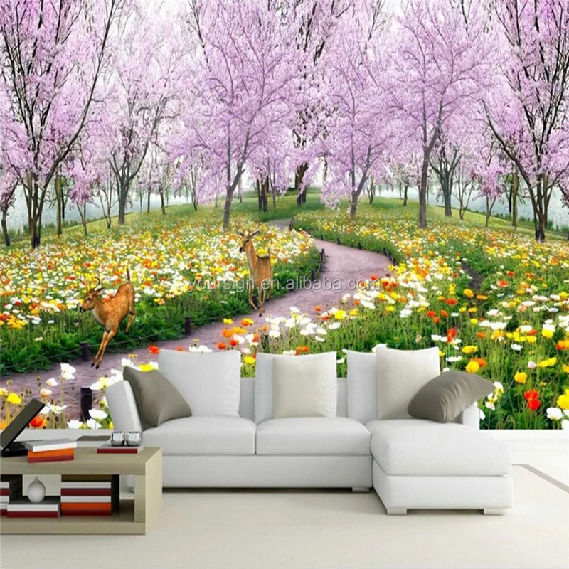 wall paper beautiful 3d mural room background natural and beauty