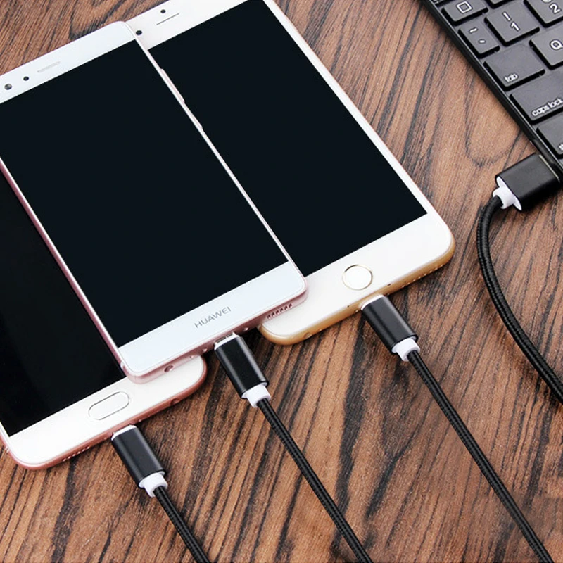 
Multi Charger Cable 1.2m 3 in 1 Multiple USB Syncing Data Charging Cable Cord Lighting Type C Micro USB Compatible Most Phone 