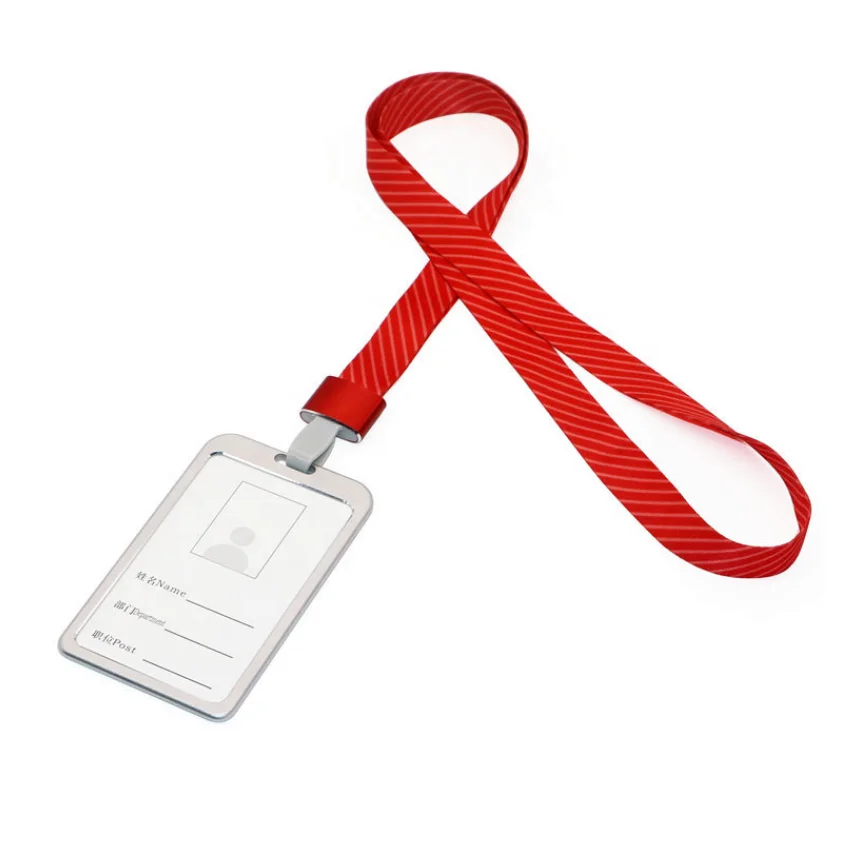
Name badge holder Aluminum alloy ID card holer with ribbon for office working card 