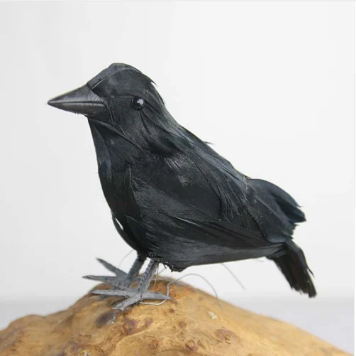 Black Crow Realistic Feather Artificial Bird Crafts Halloween Party Crow Decoration