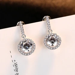 CZCITY Real 925 Sterling Silver Crystal Drop Earrings Fashion Earring Designs New Model Earrings for Women