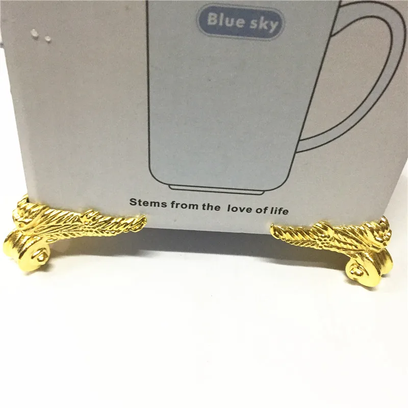 Золотая винтажная Подарочная коробка для ювелирных изделий, Деревянный чехол, Декоративные ножки, Угловой протектор