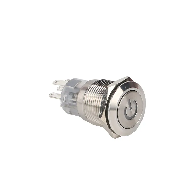 Белое кольцо из нержавеющей стали 19 мм индивидуальный светодиодный цветной кнопочный переключатель с символом