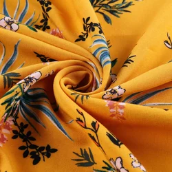 Yellow flower 100% printed viscose fabric plain african printed fabric