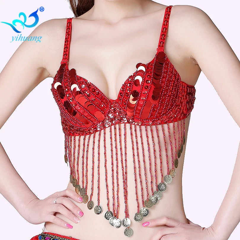 Wholesale Sequin Festival Bra Belly Dance Bra Handmade Beading Tassel Belly Dancing Party for Women
