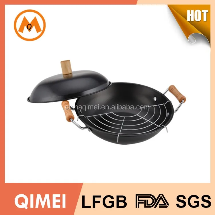 С антипригарным покрытием углеродистой стали вок с крышкой