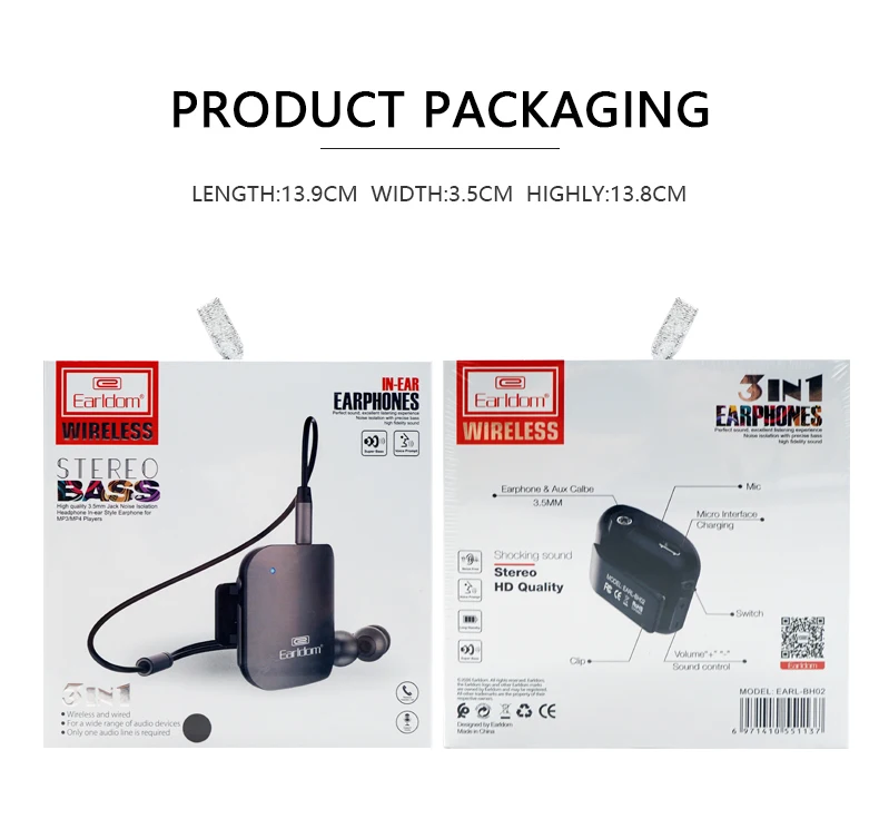 Earldom Wireless Headphones Business Earbud Collar Clip Sports Earpiece Compatible with Women Men receiver