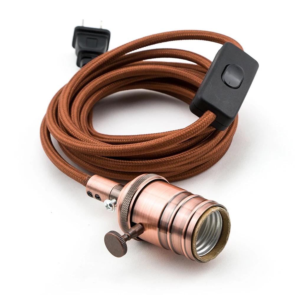 Ceiling Rose E26 E27 Pendant Light Fitting Copper Lamp Holder With 1M Colorful Fabric Cable Edison Bulb Accessories