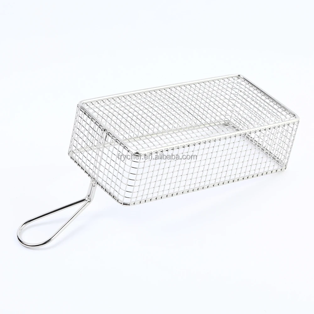 Square Mini French Fry Basket Coarse Mesh Chip Serving Tray Basket Presenting Fried Fish and Bread Snack and More