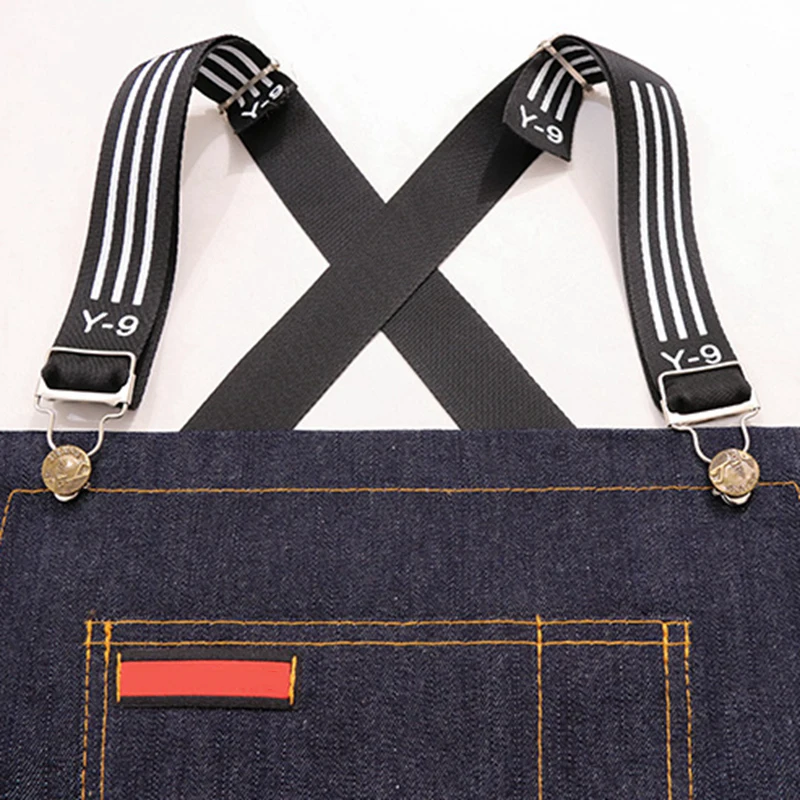 Korean fashion men and women work custom coffee milk tea barber shop painting jean canvas apron