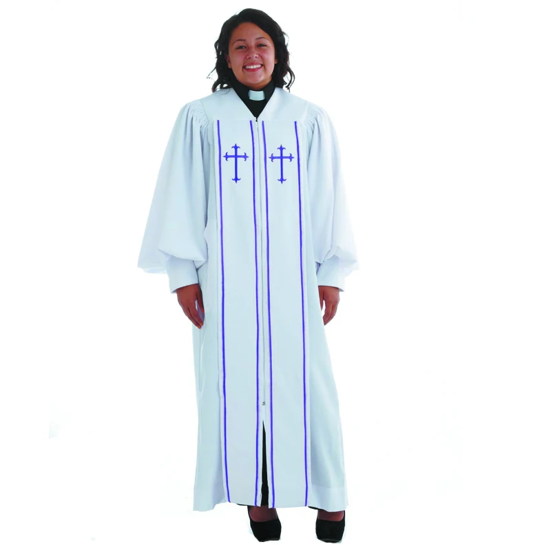 
High quality long church gown white catholic church robes 