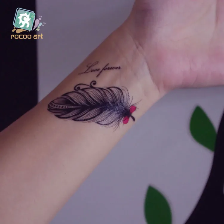 Good quality waterproof small size water transfer body peacock feathers cmyk temporary tattoo sticker