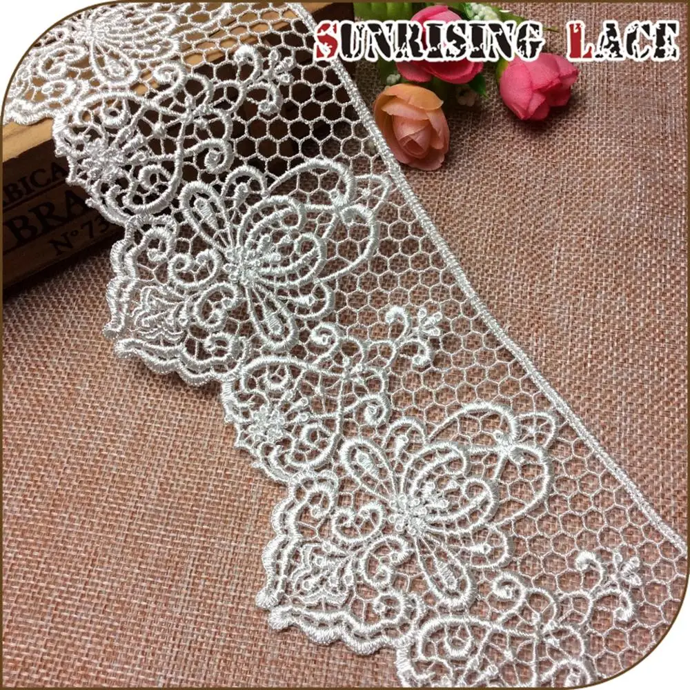 Пользовательская Корейская белая вышивка гипюр кружевная отделка