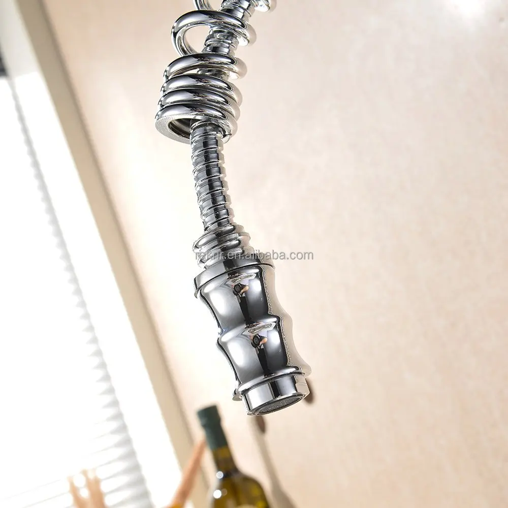 Chrome Plating Spring Kitchen Sink Mixer Faucet Pull out Flexible Taps