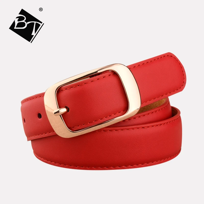 2017 yellow color women PU embroidery belts