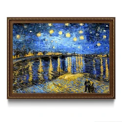 vincent van gogh the starry night landscape famous oil canvas painting reproduction from china scenery picture frame living room