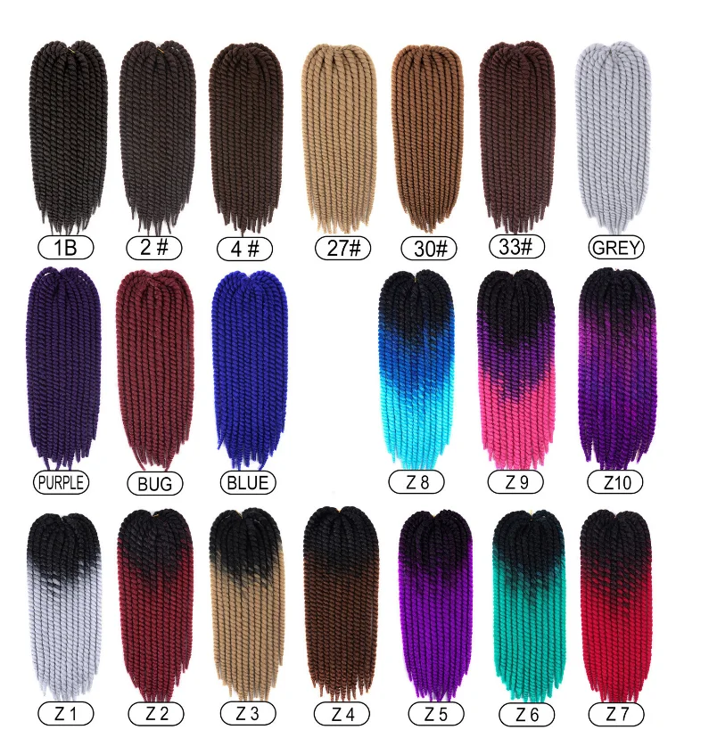 
Havana Mambo Twist crochet braid 22' 120g Ombre synthetic hair wigs Braiding hair extension synthetic braiding hair 