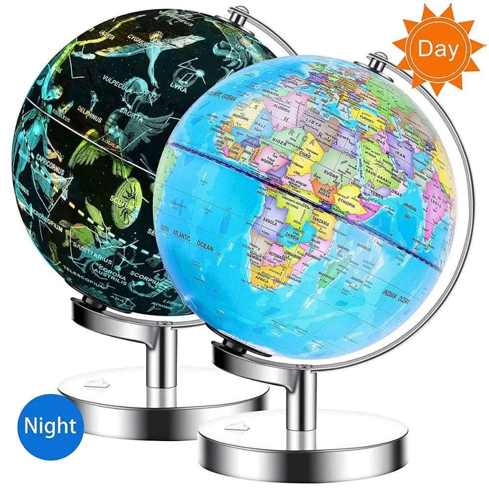 
Gelsonlab HSGA-031 Educational 8 inch World Globe Built in LED Light with World Map and Constellation View 