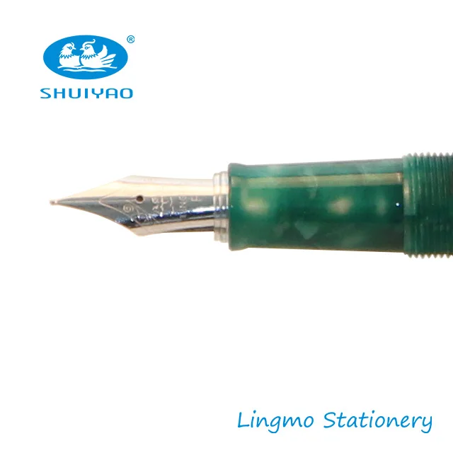 Hot new imports stationery products list green celluloid fountain pen