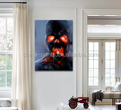 1 Panel Red Eye Ghost HD Printed Custom Canvas Art Scary Skull-Printed Wall Picture Wholesale Drop-shipping/SJMT1884
