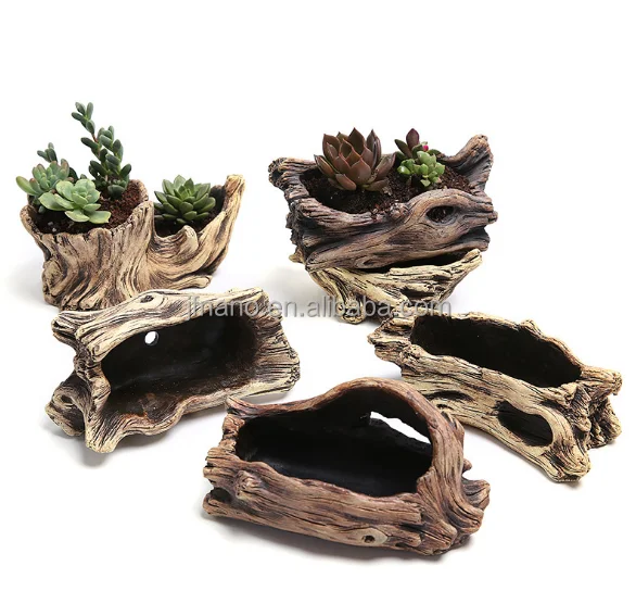 Cement tree root flower pot decoration mini succulent flower pot
