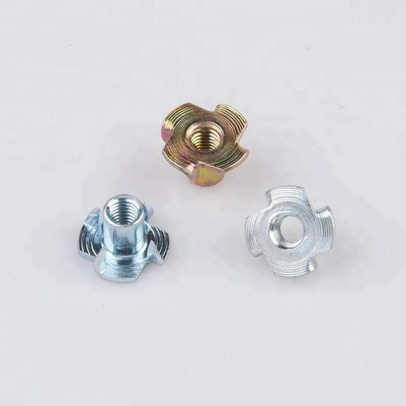 Whosale Free Sample Zinc Plated Carbon Steel Wood Insert Four Claw T Nut