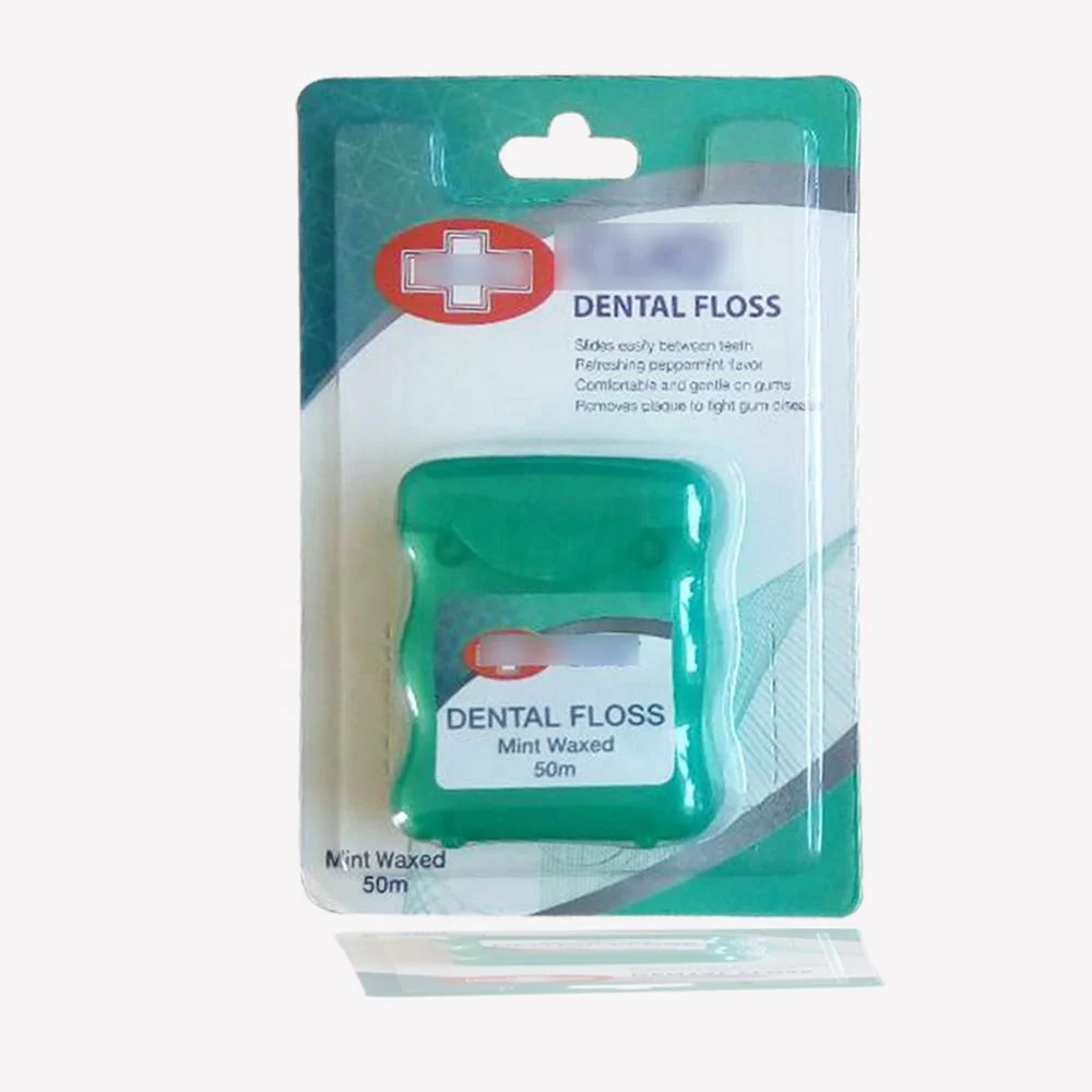 
50m Mint Flavor Dental Floss with Bamboo Charcoal Thread Waxed Abrasive Dental Floss with logo printing or private label on box 