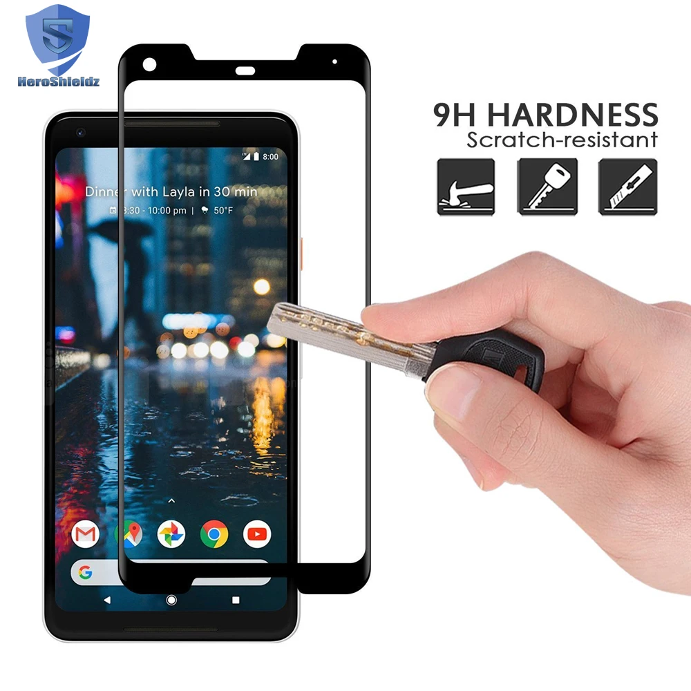 
2018 Wholesale 3D Curved Edge High Quality 9H 0.2 mm Ultra Thin Tempered Glass For Google Pixel 2 XL Screen Protector 2 Packs 