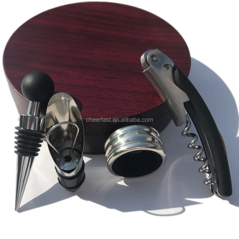 Excellent Cheerfast Wholesale wood case Wine Gift Set 4 Piece Accessories