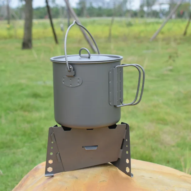 Titanium single-walled cup for one person hiking, camping 750ml-1550ml