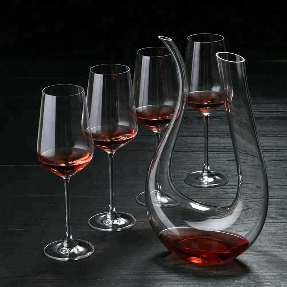 
Luxury Gift Box Set 1 Piece Wine Decanter 4 Piece Glass Goblets Crystal Red Wine Glassware Set of 5 