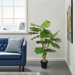 125cm artificial monsteras deliciosa bonsai hotel clothing store mall bar office window decoration plastic green plant potted