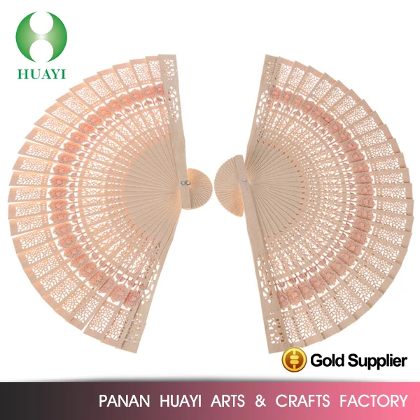HUAYI Hand Fan Home Decoration Personalized Wooden Nautical Wood Gifts Chinese Flower Factory Direct Sale Business SANDALWOOD