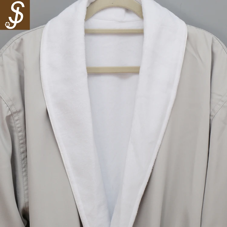 Роскошный банный халат для отеля из 100% хлопка с белыми краями S & J Five Star