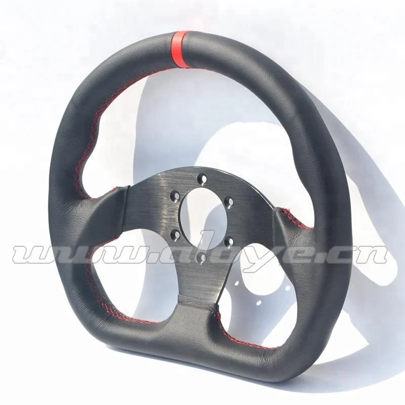325MM Aluminum Spoke Leather Car Steering Wheel