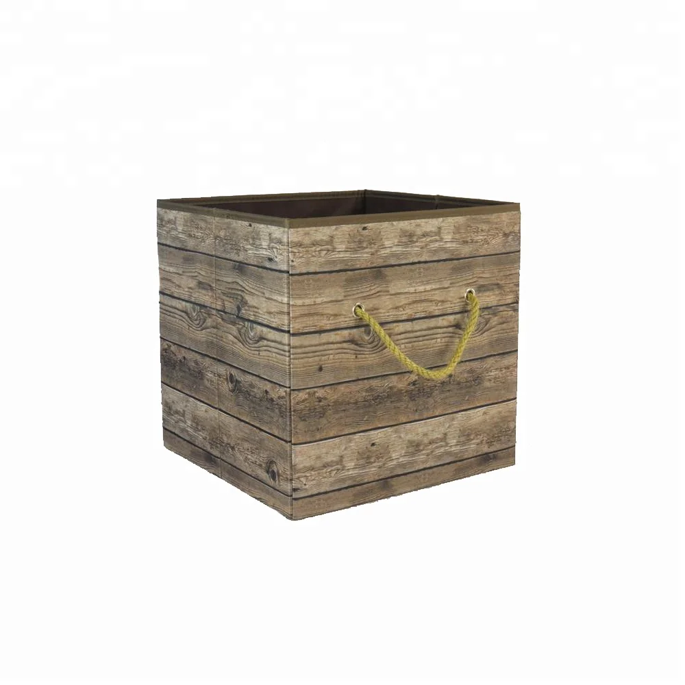 Wood Grain Cube Opening Storage Clothes Box