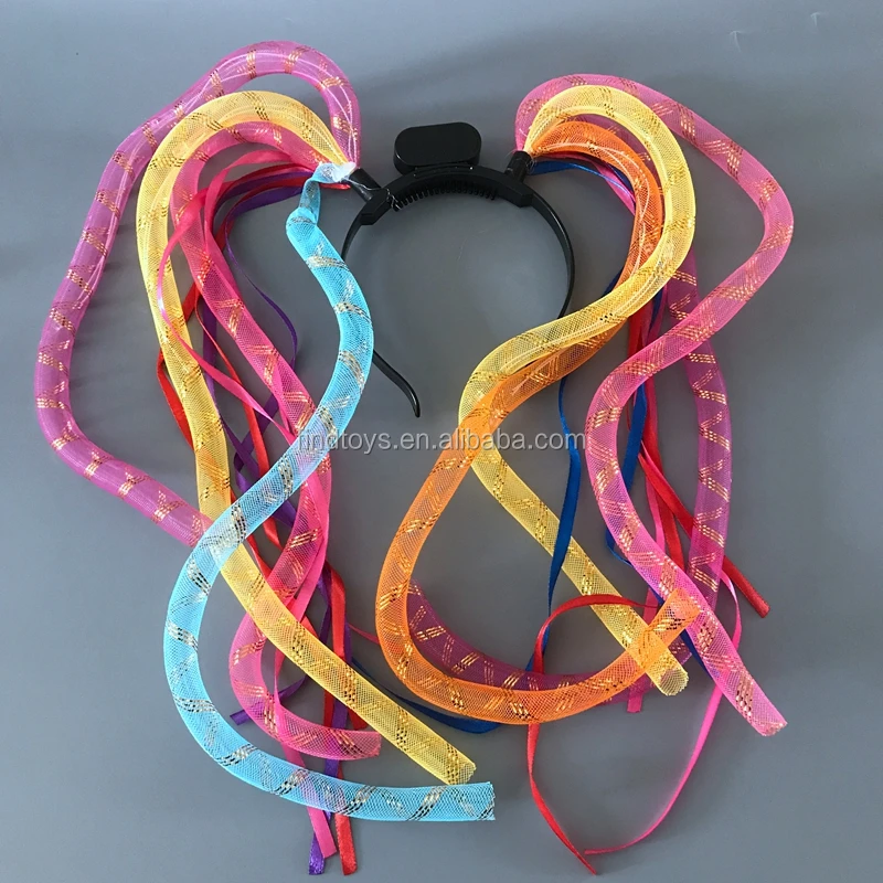 Findtoys led noodle headband glow in the dark hairhoop for Mardi Gras party supply